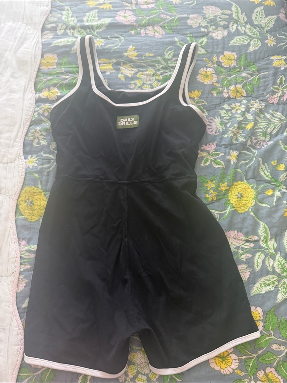 Daily Drills Black One-Piece  Romper with White Trim